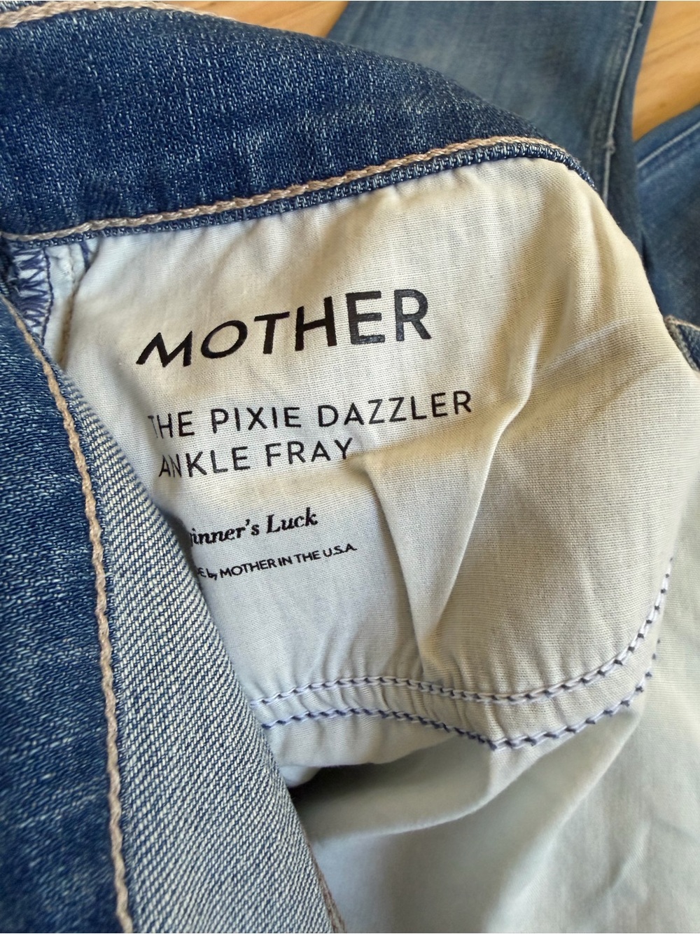 Mother Pixie Dazzler Ankle Fray Jeans Beginner’s Luck Blue Size 30 Minimalist - Picture 8 of 14